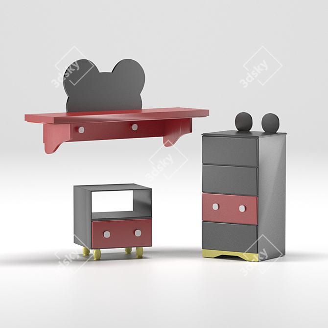 Mickey Mouse Nursery Furniture Set 3D model image 3