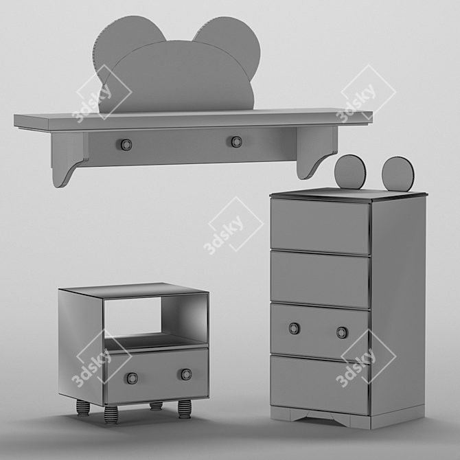 Mickey Mouse Nursery Furniture Set 3D model image 7