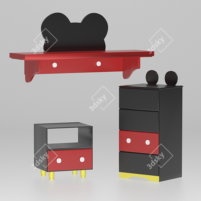 Mickey Mouse Nursery Furniture Set 3D model image 10