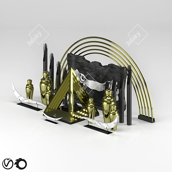 Gilded Egypt Decor Set 3D model image 3