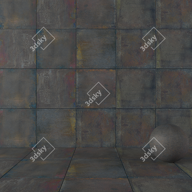 Iron Denim Stone Set Tile 3D model image 1