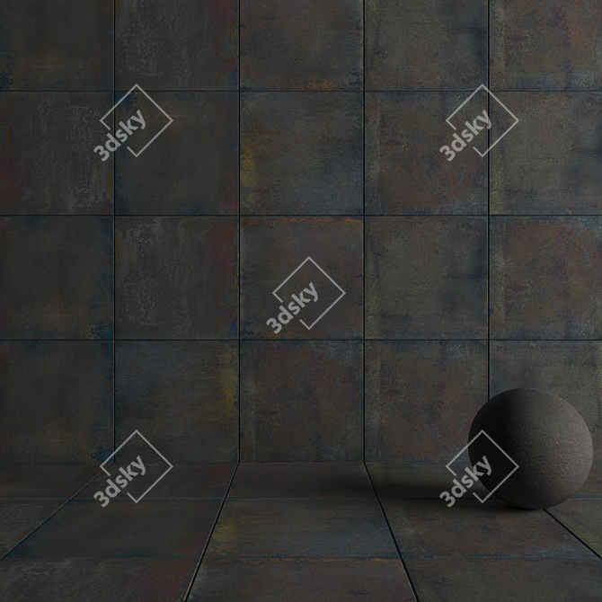 Iron Denim Stone Set Tile 3D model image 4