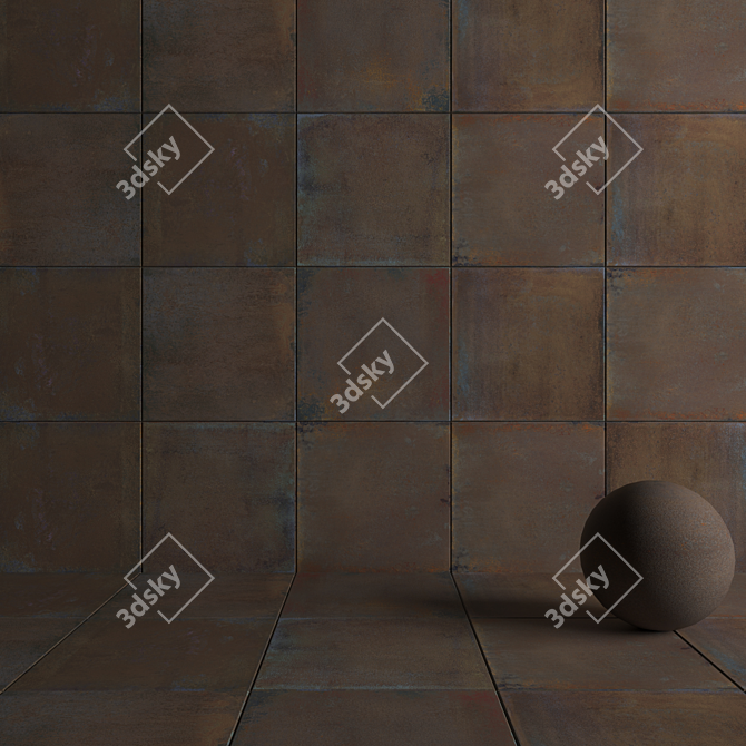 Museum Iron Oxide Stone Tiles 3D model image 4