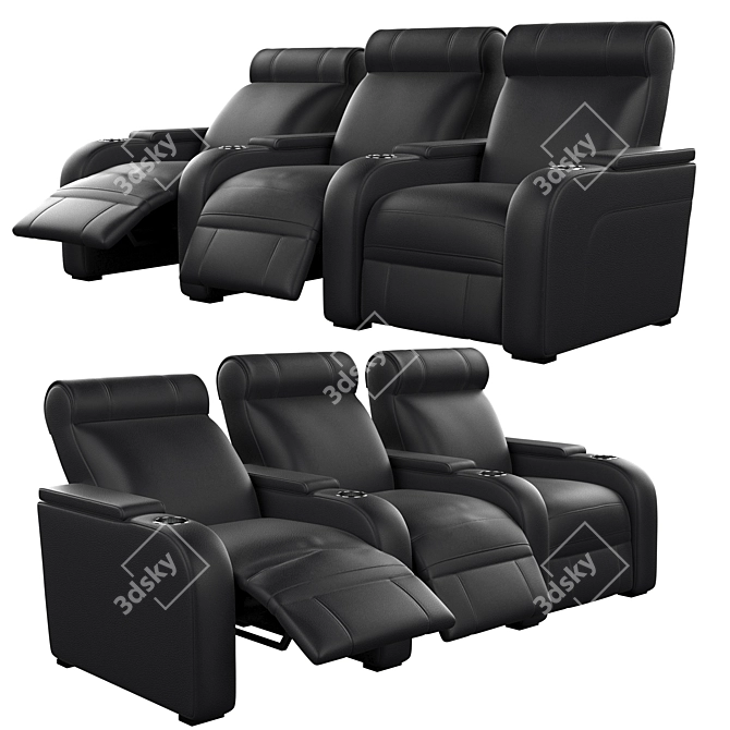 Modular Cinema Seat: 3-Position Comfort 3D model image 1