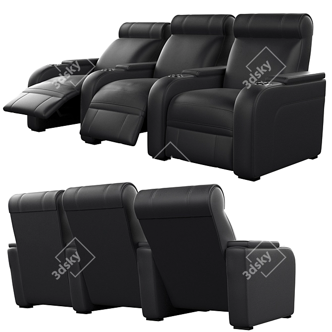 Modular Cinema Seat: 3-Position Comfort 3D model image 2