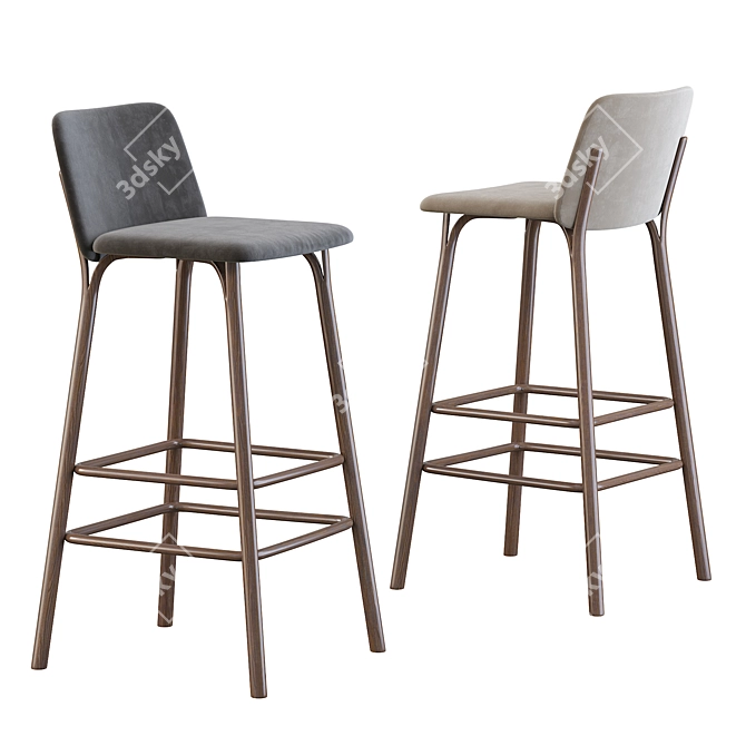 Sleek Split Barstool 3D model image 1