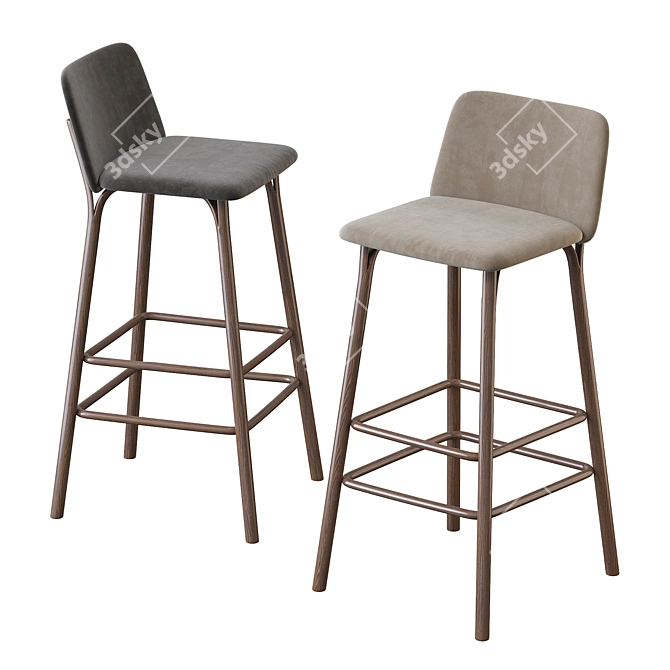 Sleek Split Barstool 3D model image 3