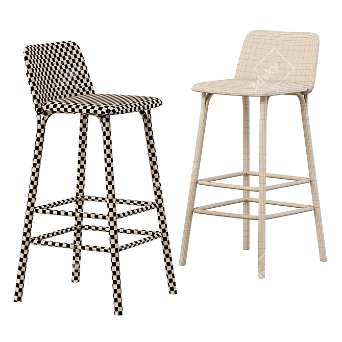 Sleek Split Barstool 3D model image 5