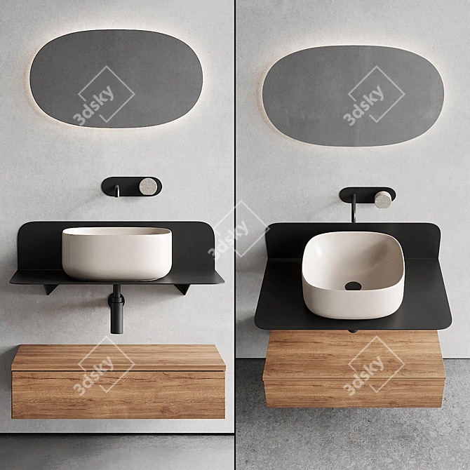 Scarabeo Plana Vanity Unit Set 3D model image 4