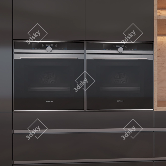 Sleek Stainless Steel Kitchen Set 3D model image 2