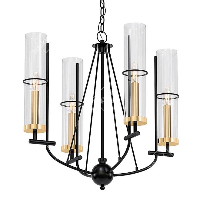 Elegant Smoked Iron & Gold Chandelier 3D model image 1