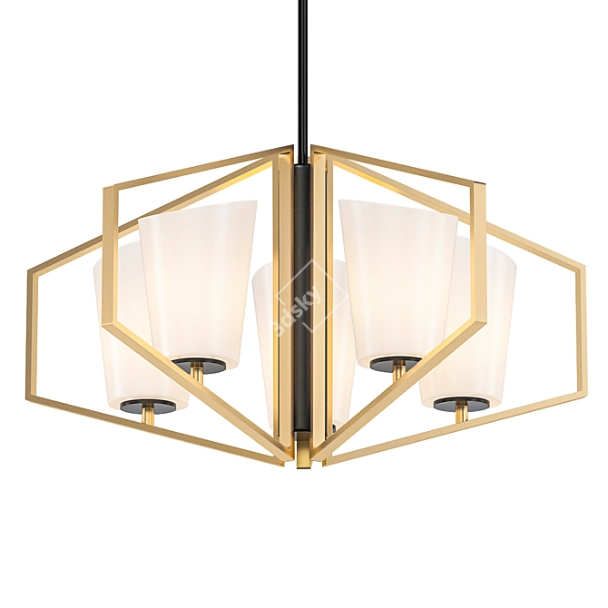 Elegant Gold and Black Chandelier 3D model image 1