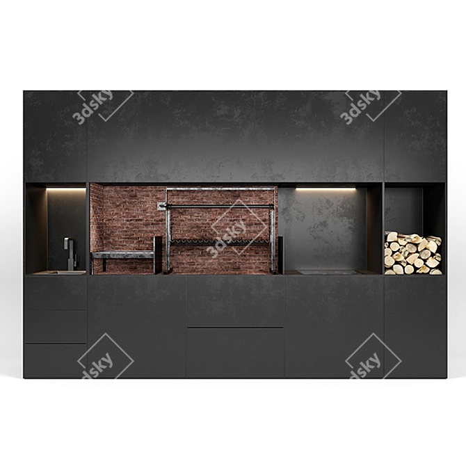 Modern Electric BBQ Kitchen 3D model image 2