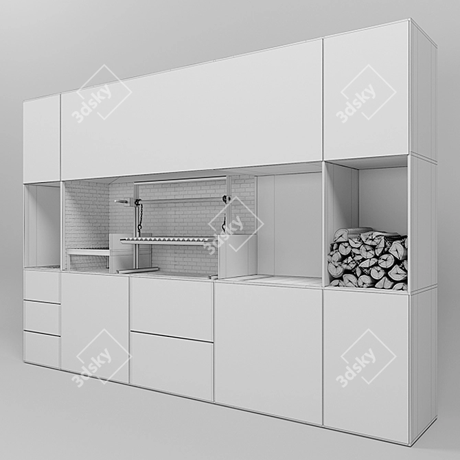 Modern Electric BBQ Kitchen 3D model image 5