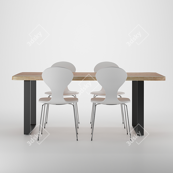 Elegant Dining Table 02 3D model image 3