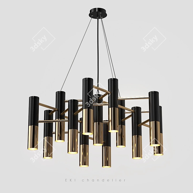 Designer Gold 13-Light Chandelier 3D model image 1