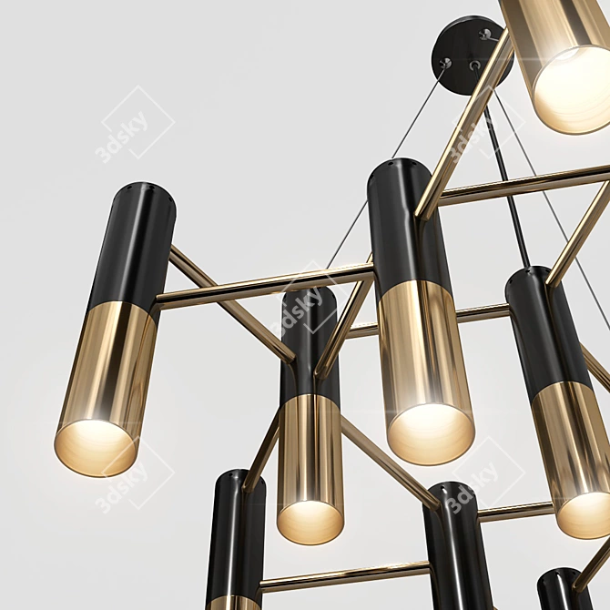 Designer Gold 13-Light Chandelier 3D model image 2