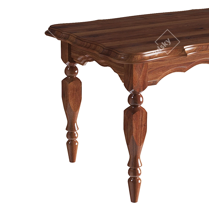 Title: Classic Dark Wood Coffee Table 3D model image 3