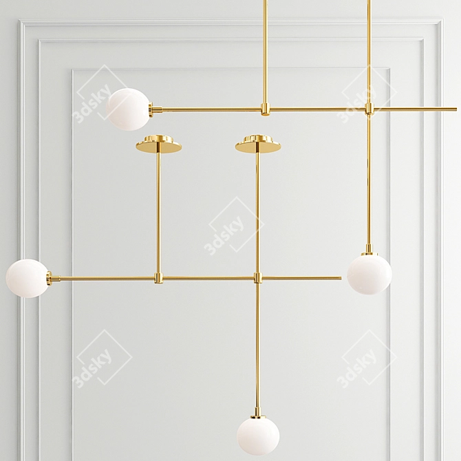 Copper Glow: Modern Dining Chandelier 3D model image 1