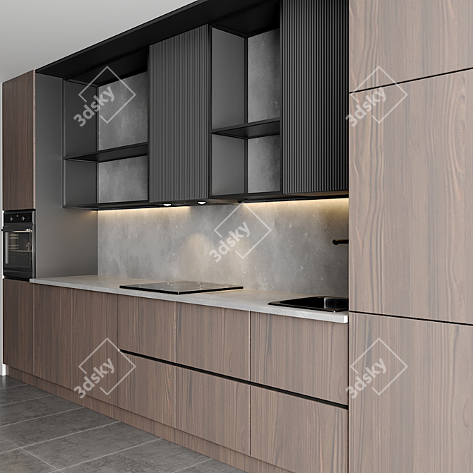 Modular Kitchen 3D Model 3D model image 2