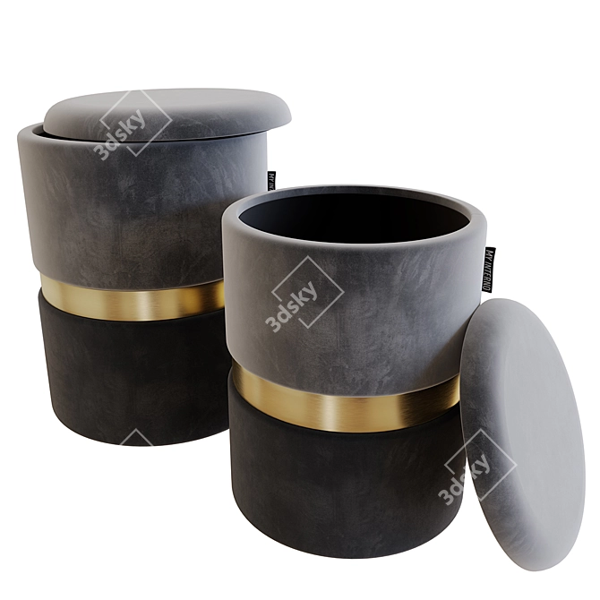 "New-York Ottomans: Silver & Gold Duo Set" 3D model image 6