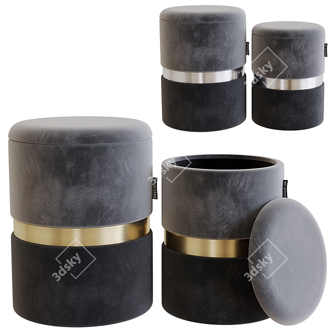 "New-York Ottomans: Silver & Gold Duo Set" 3D model image 7