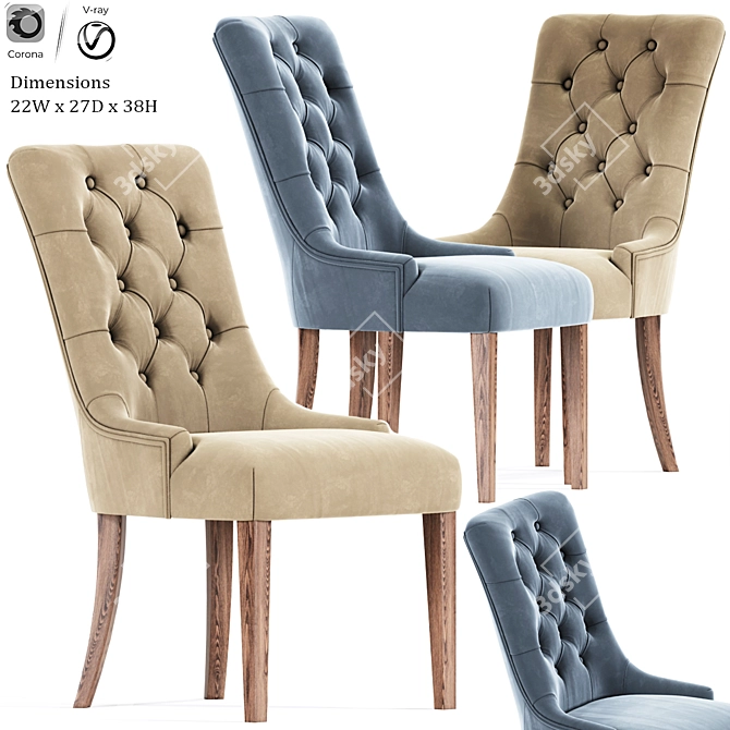 Elegant Thomas Tufted Dining Chair 3D model image 1