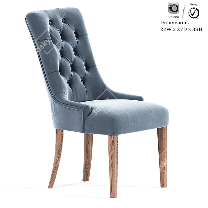 Elegant Thomas Tufted Dining Chair 3D model image 2