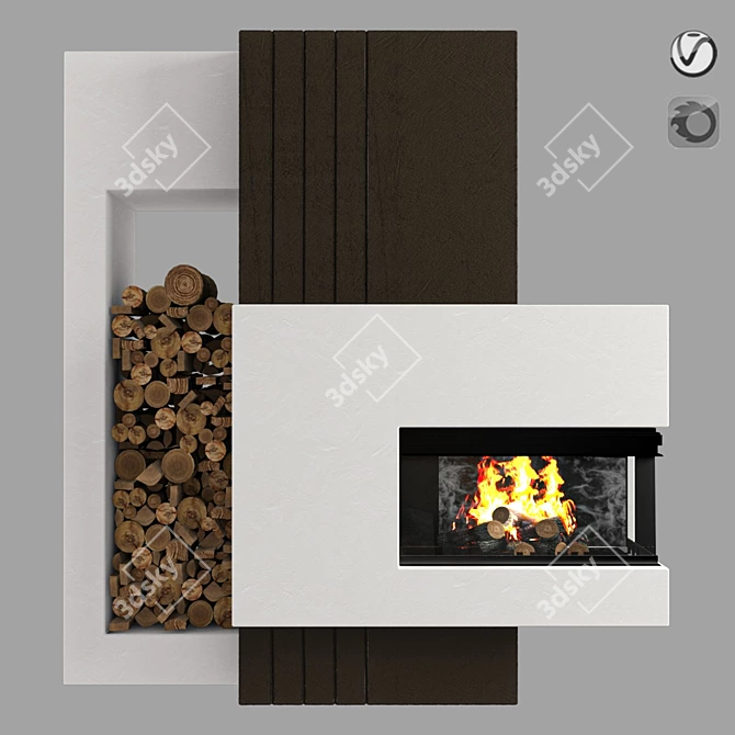 Modern 3D Fireplace Design 3D model image 1