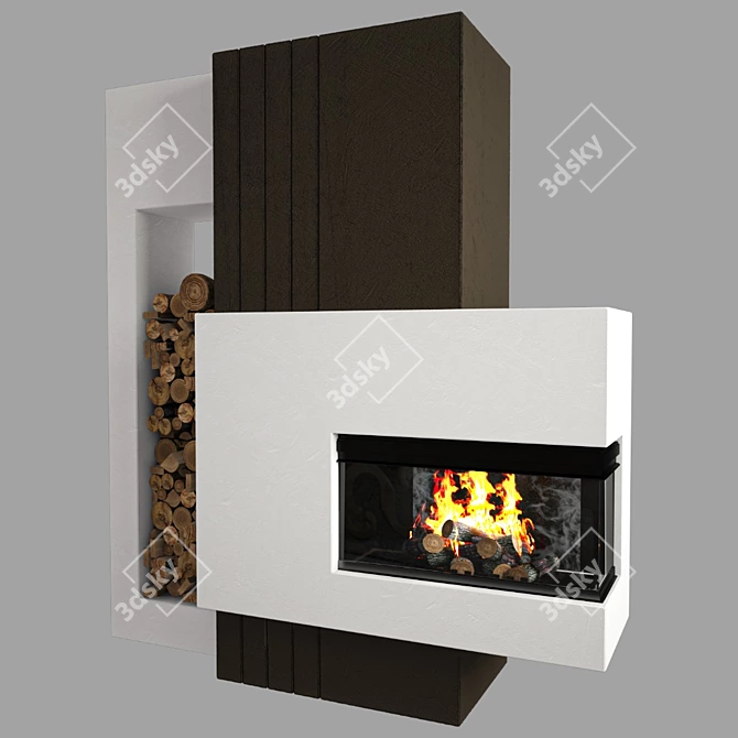 Modern 3D Fireplace Design 3D model image 3