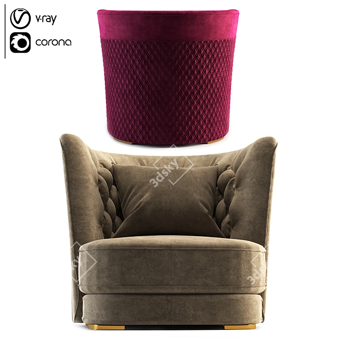 Elegant Vittoria Greppi Chester Armchair 3D model image 1