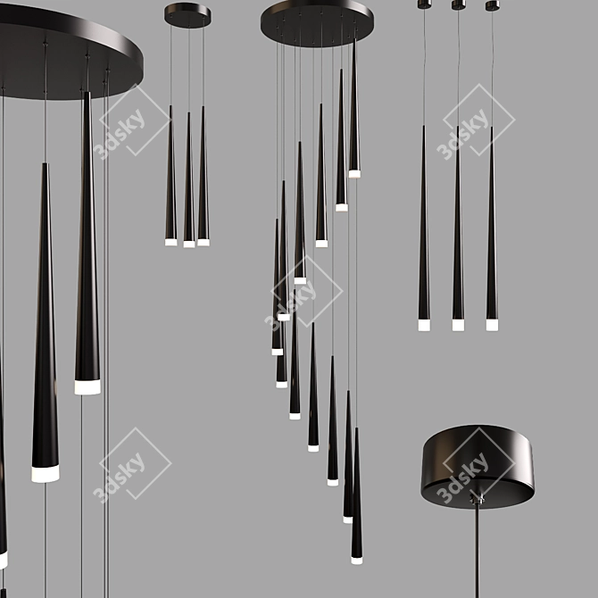 Modern Metal Ceiling Chandelier 3D model image 6