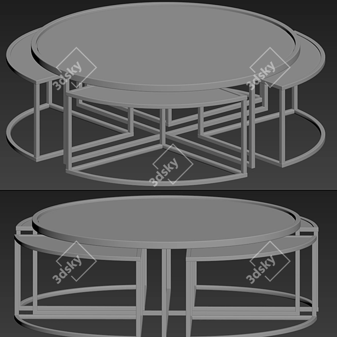 Elegant Padova Coffee Table Set 3D model image 2