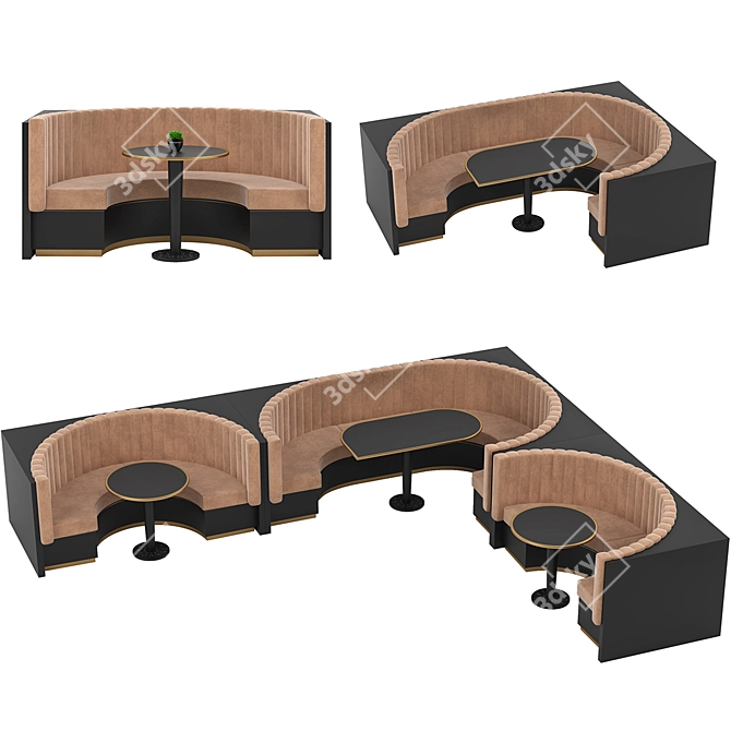 Restaurant Bar Set: Corner Sofa with 2 Colors 3D model image 1