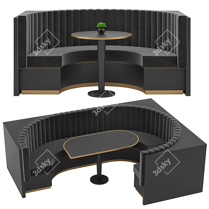 Restaurant Bar Set: Corner Sofa with 2 Colors 3D model image 4