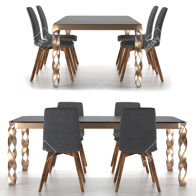 Modern Dining Table for 3 3D model image 1