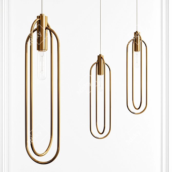 Brass Tube Hanger: Sleek & Stylish 3D model image 1