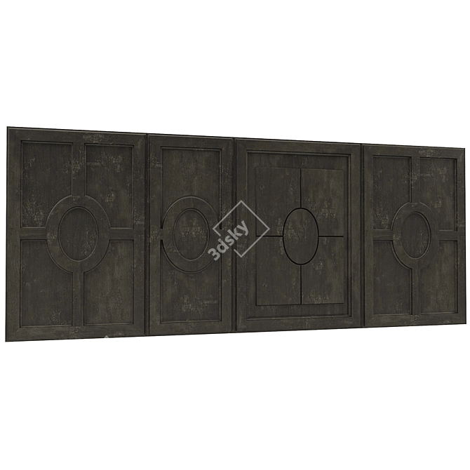 Vintage Wood Panel Bar Set 3D model image 1