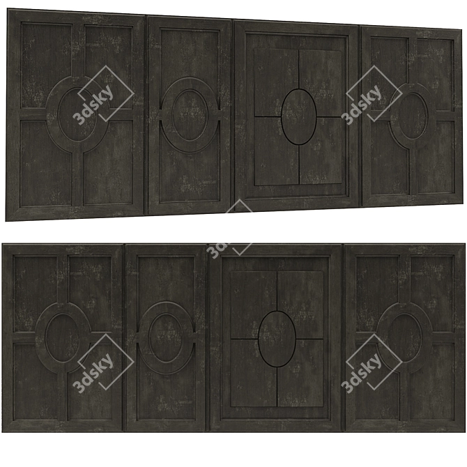 Vintage Wood Panel Bar Set 3D model image 5