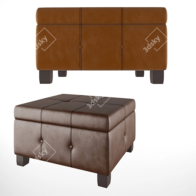 Sleek Bonded Leather Ottoman 3D model image 2