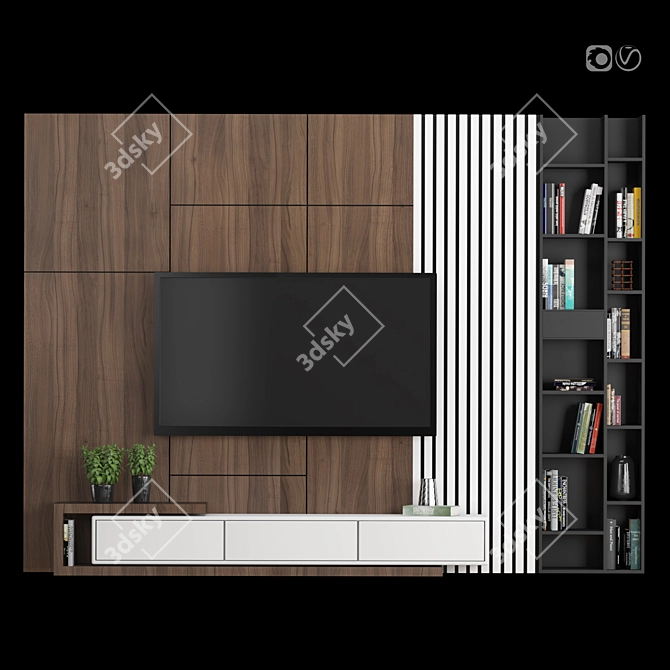 Modular TV Wall Unit 3D model image 1