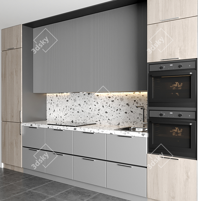 Modern Kitchen Interior 3D Model 3D model image 2