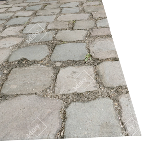 Rustic Cobblestone Flooring 3D model image 2