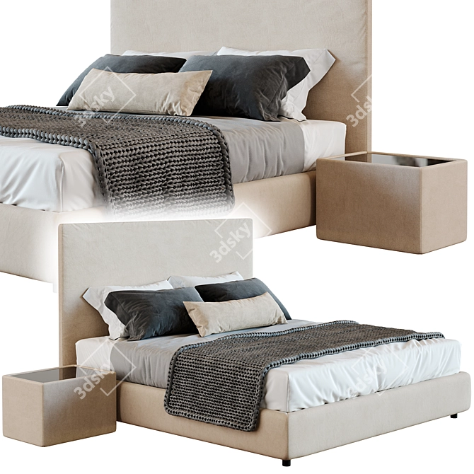 Beige Bed Linen Set 3D model image 1