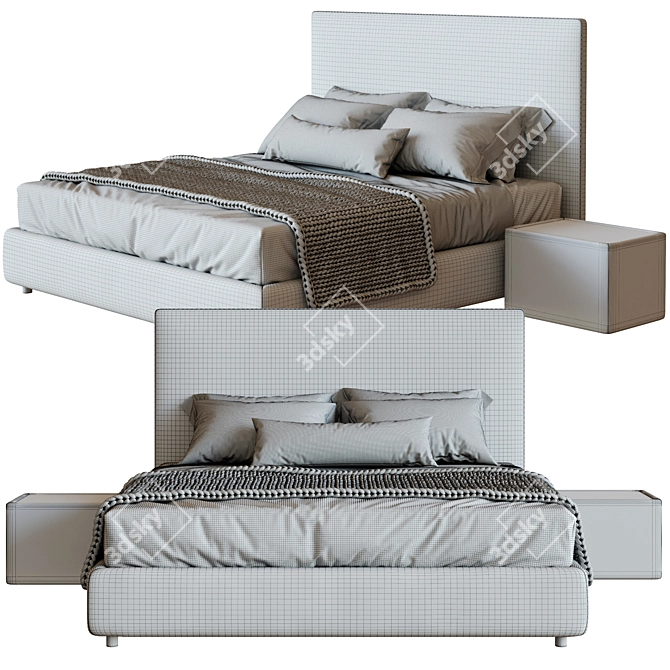 Beige Bed Linen Set 3D model image 2