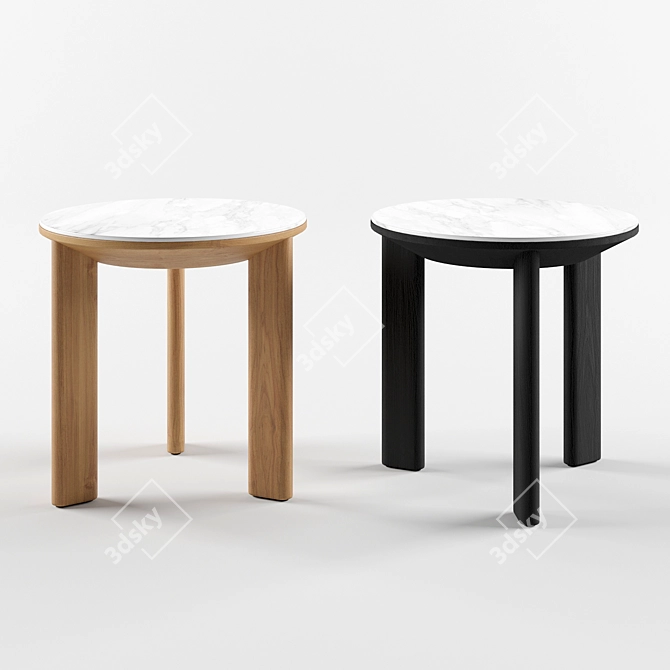 Minimalist Oak & Porcelain Coffee Tables 3D model image 2