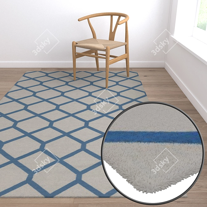 Luxury Rug Collection: Set of 3 High-Quality Carpets 3D model image 5