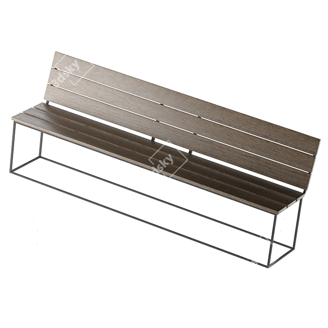 Metal and Wood Outdoor Bench 3D model image 1