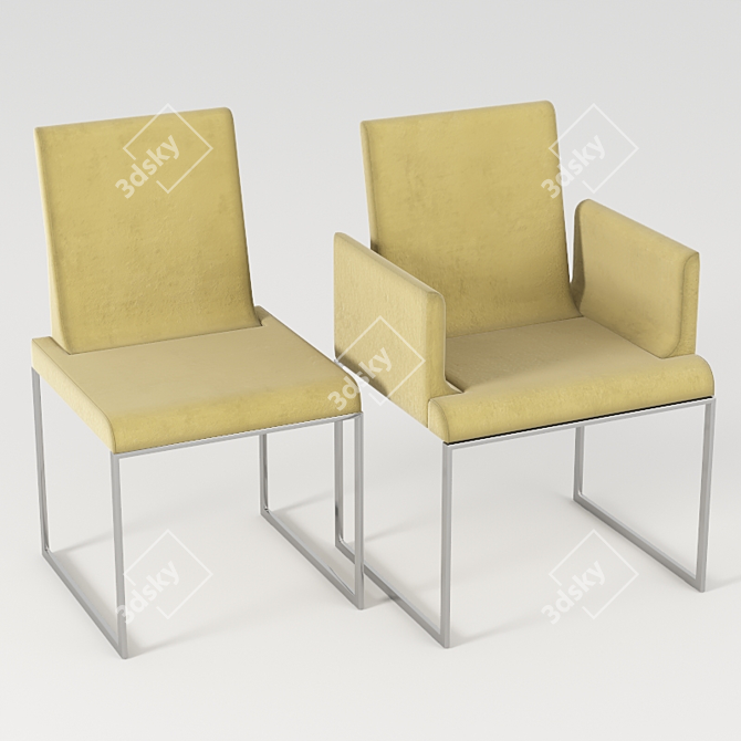 Minimalist Velvet Chair: Hemingway by Casadesus 3D model image 4