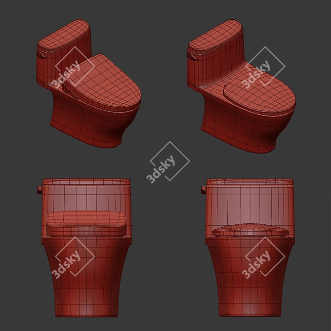 TOTO C887CE, C887E: One-Piece Tornado Toilet 3D model image 2